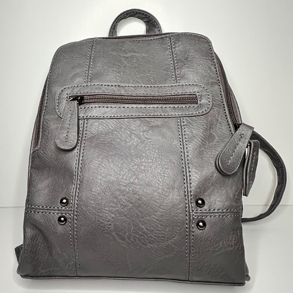 Fiorelli Gray Faux Leather Mini Backpack – Adjustable Straps – Multiple Pockets - Picture 1 of 14